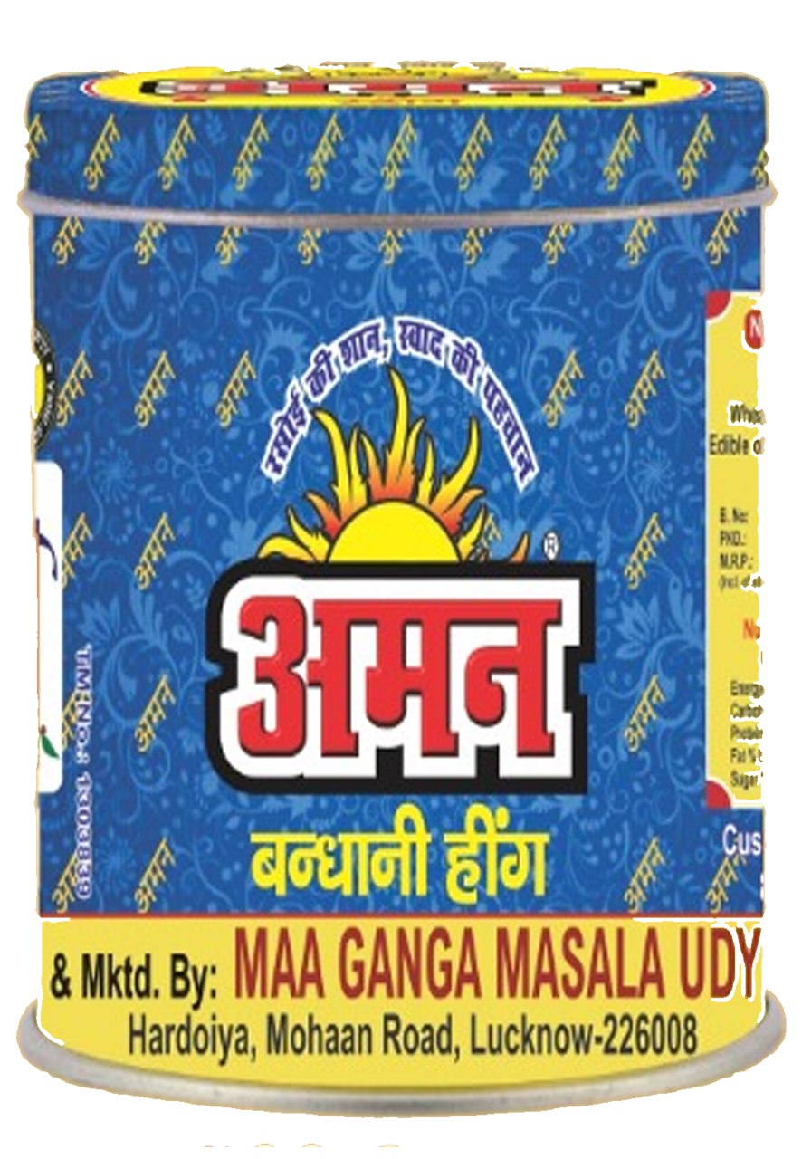 Bandhani Heeng‘AMAN’ Bandhani Heeng is pure, natural and the finest quality of heeng. Aman heeng is used in various Indian food preparations. It increases aroma & fragrance. No artificial colours are used in it.Sizes: 1Kg, 500gm, 200gm, 100gm, 50gm, 20gm, 10gm